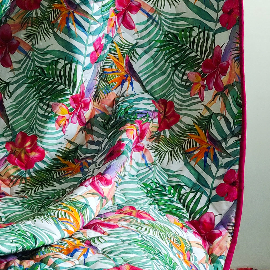 Tropical print cotton quilt king size