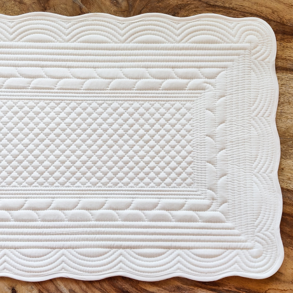 White quilted placemats