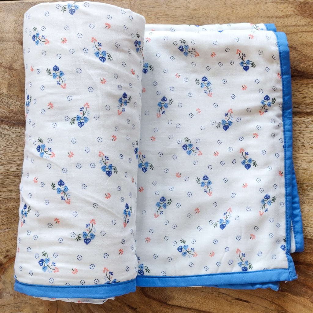 Organic cotton blue baby blanket