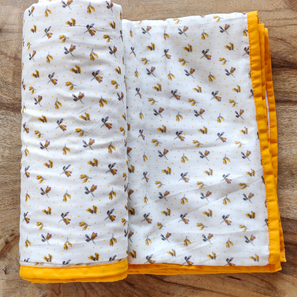 Organic cotton yellow baby blanket