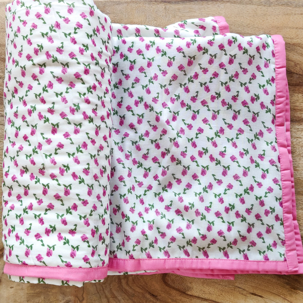 Organic cotton pink baby blanket