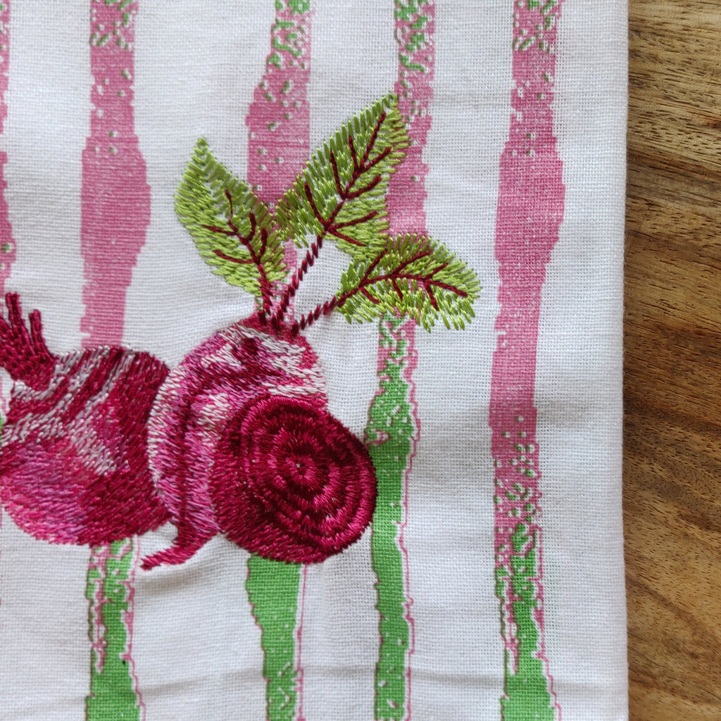 Vegetable embroidered tea towels set of 3
