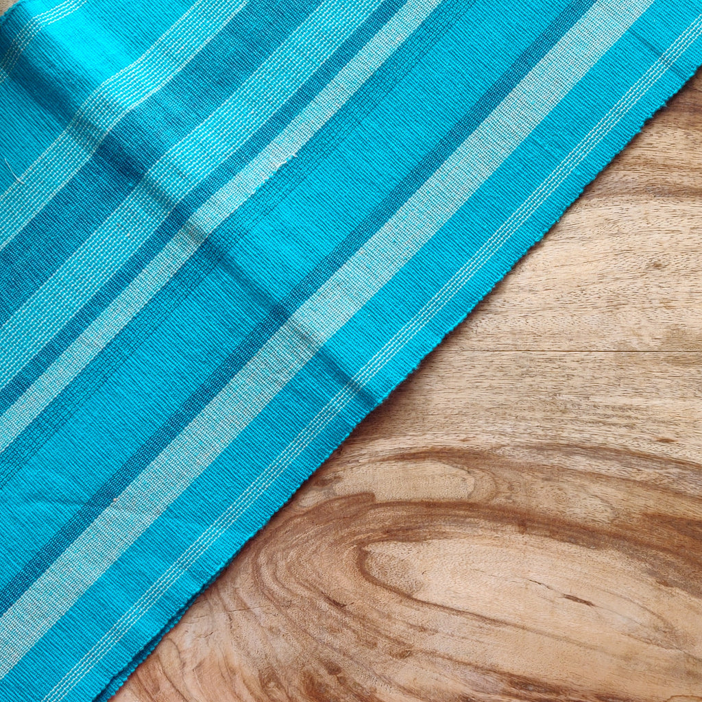 Blue stripes ribbed cotton table runner