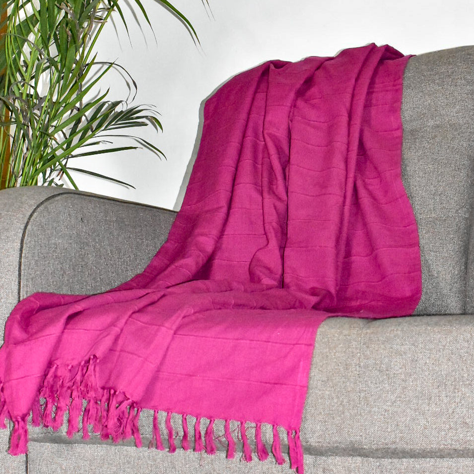 Pink solid cotton throw