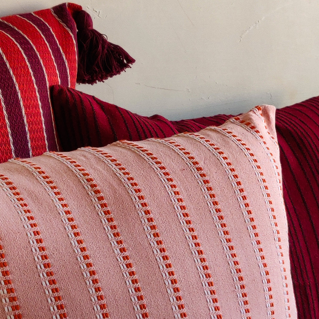 Red stripes cushion cover set of 3