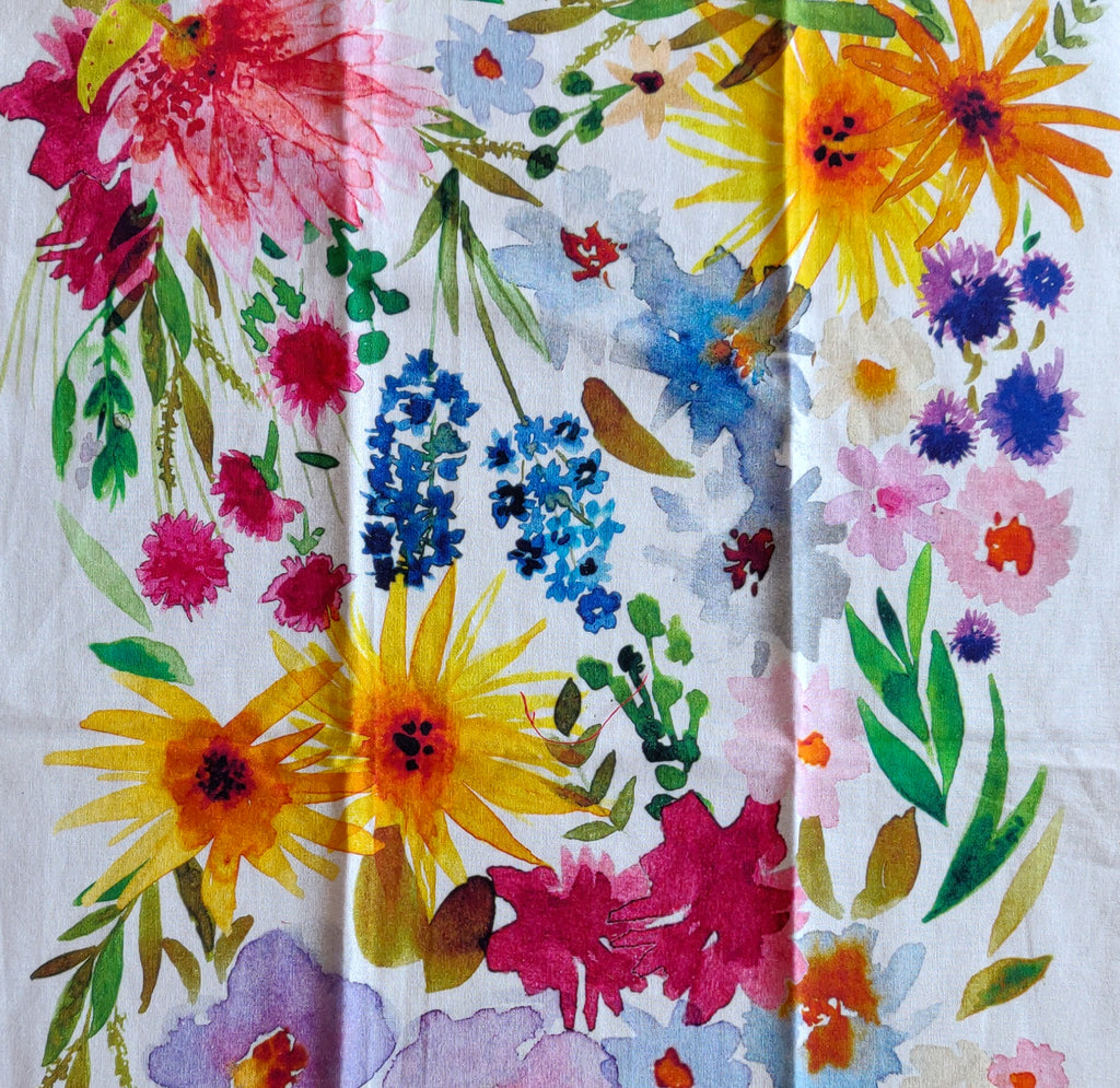 Watercolor floral print tea towels set of 3