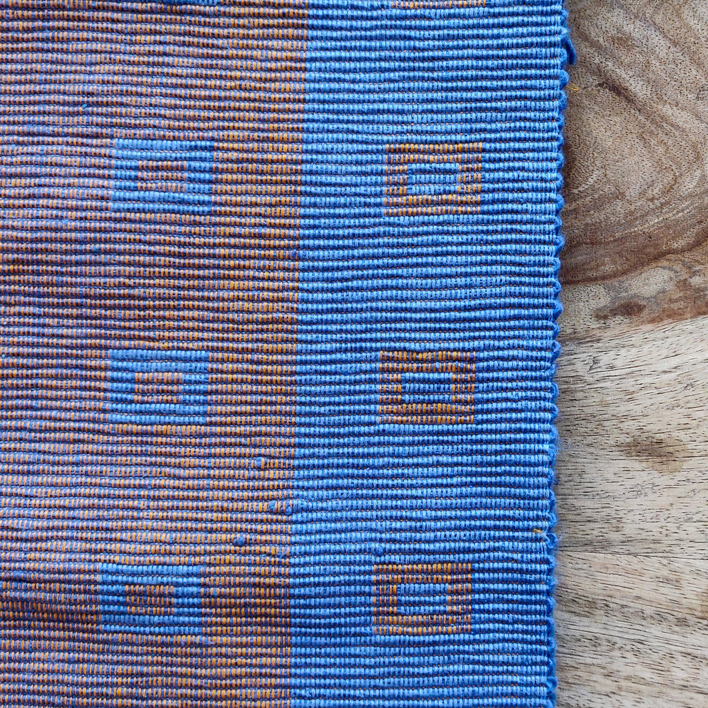 Blue geometry print cotton placemats & napkins
