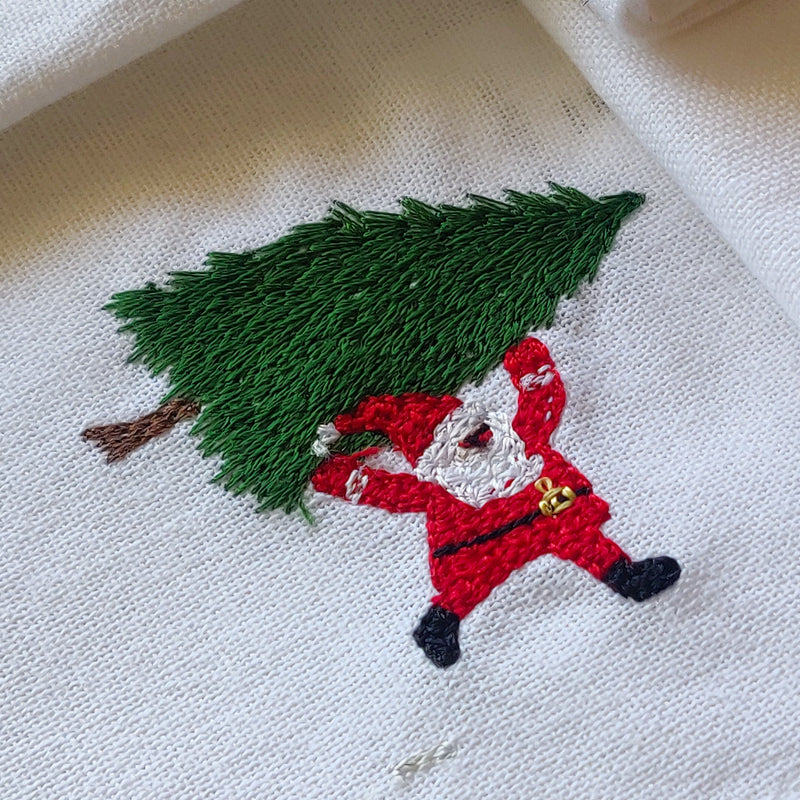 Christmas santa embroidered napkin
