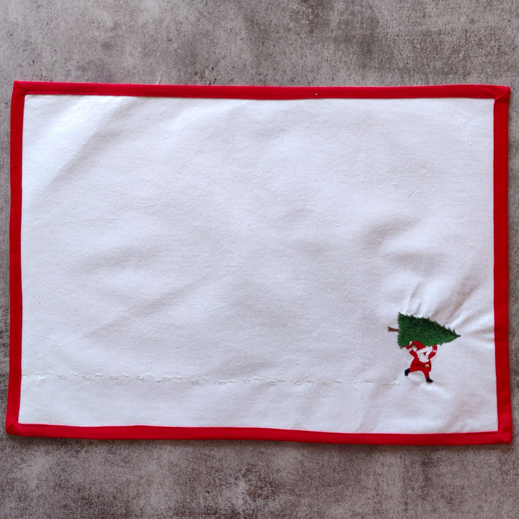 Christmas santa embroidered placemats