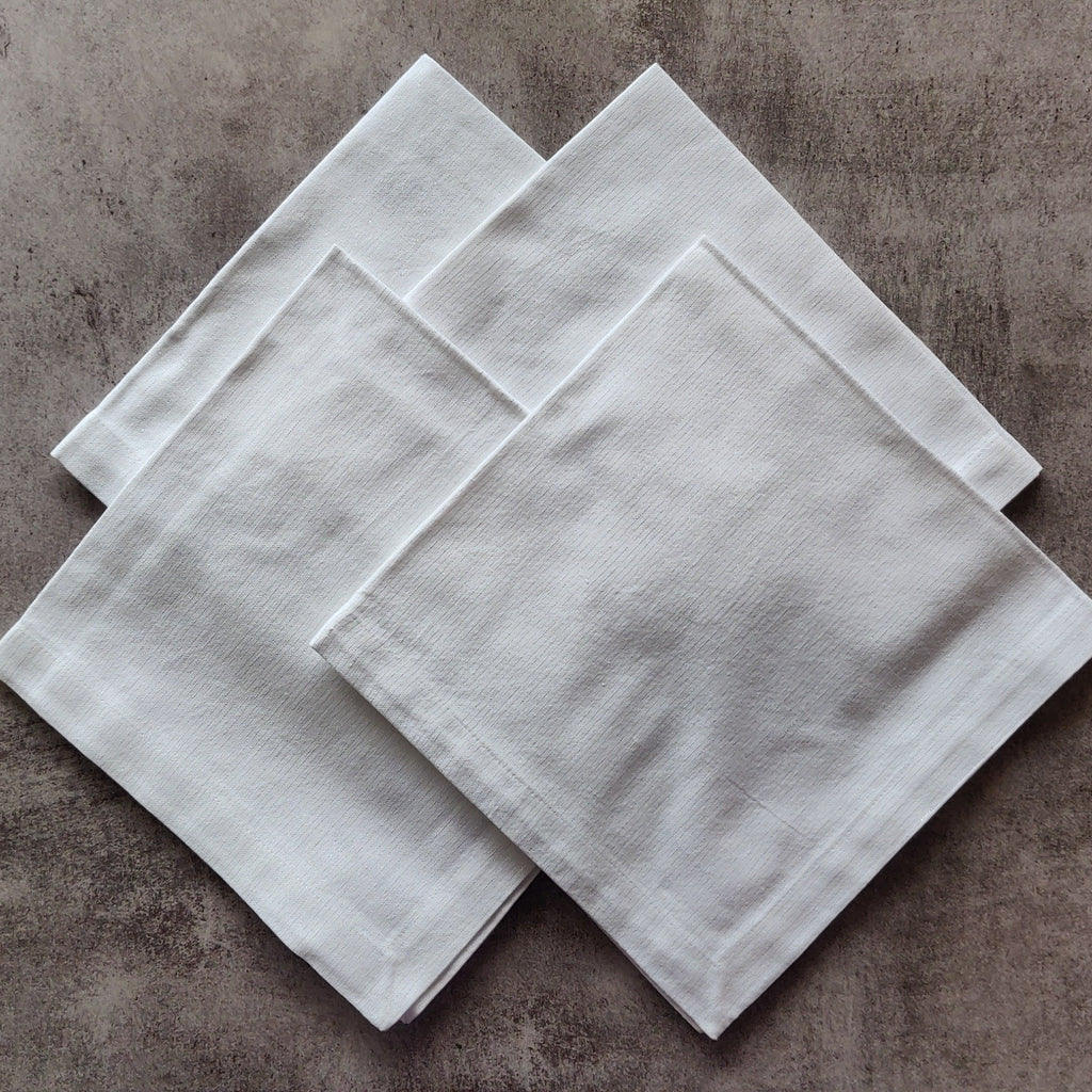 White silver shimmer napkins set of 4