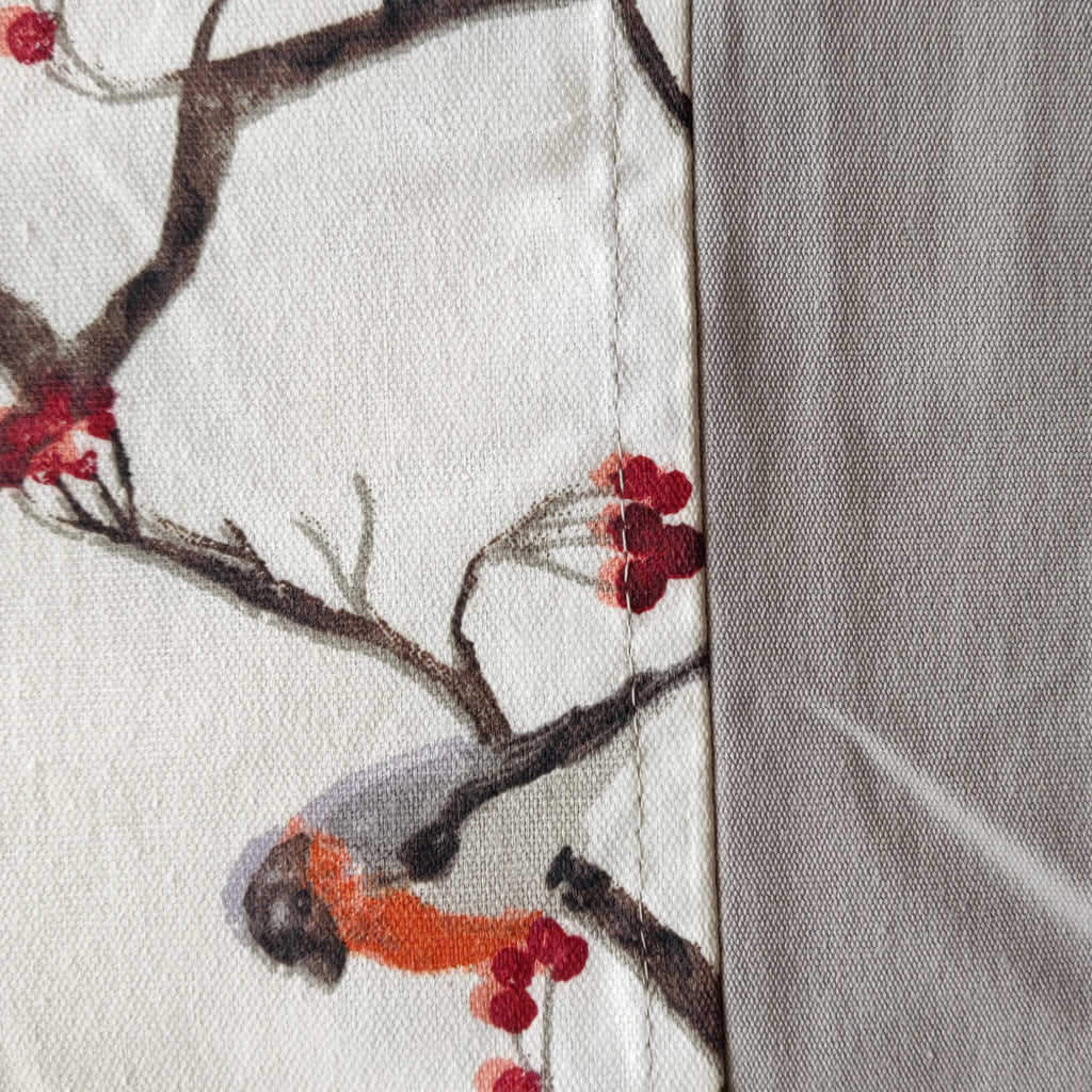 White sparrow print bedspread king size