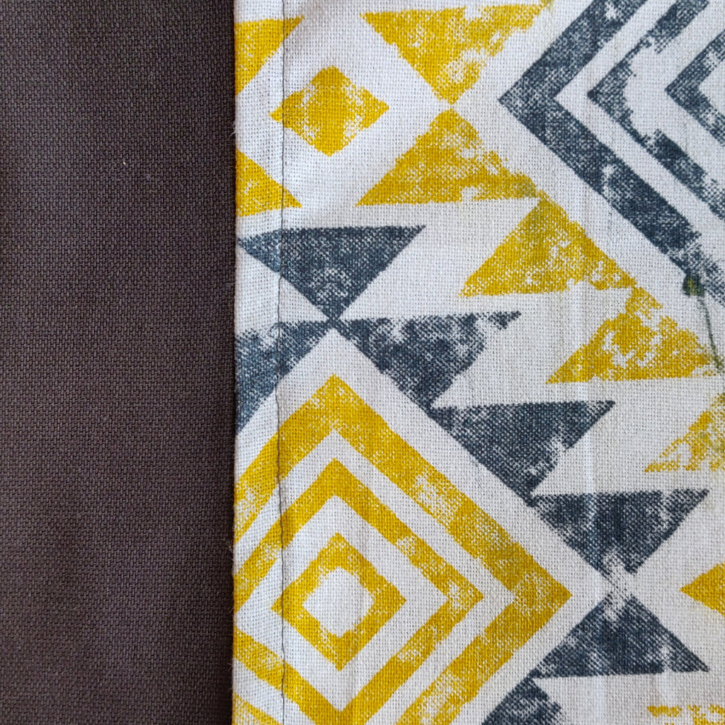Yellow grey gometric print king size bedspread