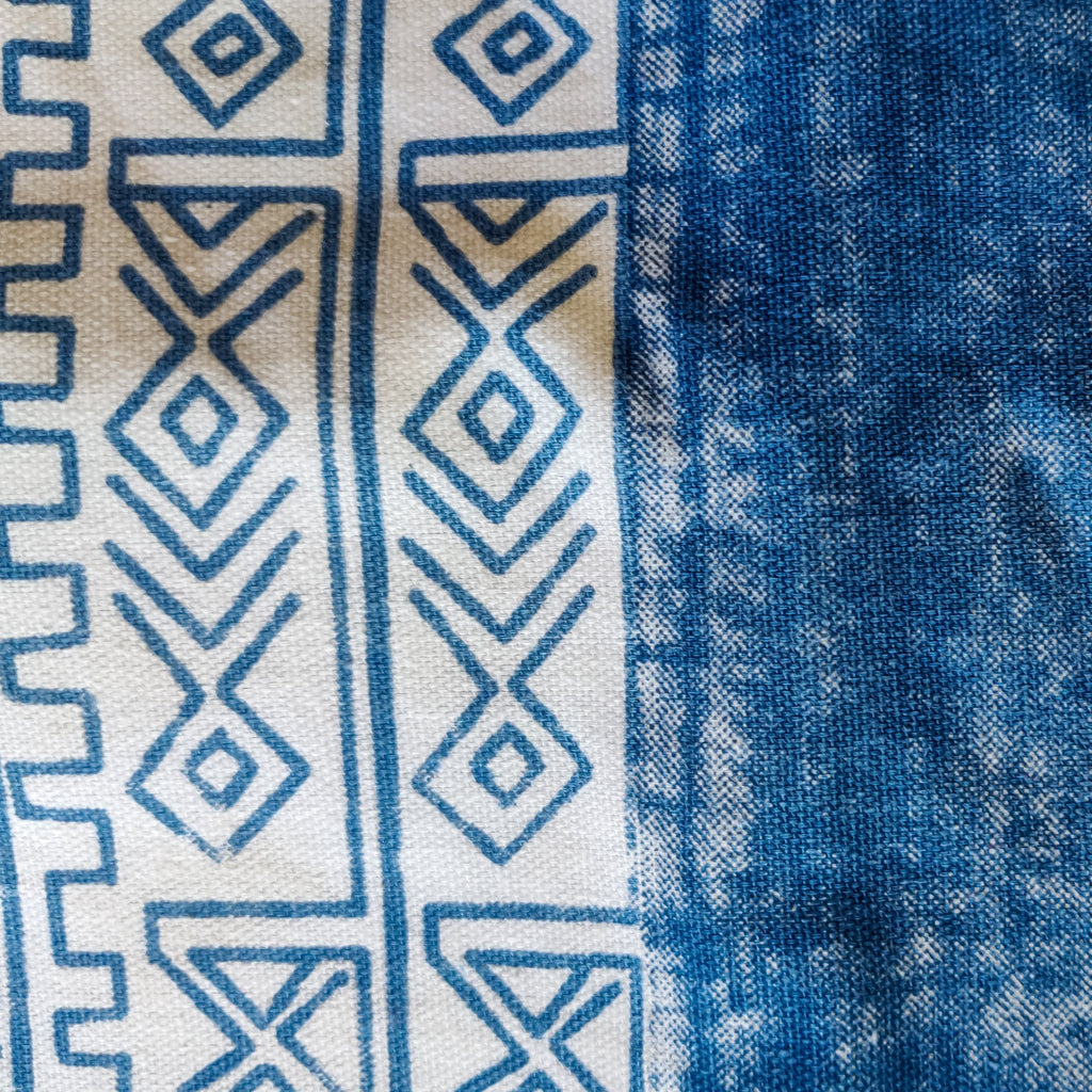 Navy blue geometry print king size bedspread